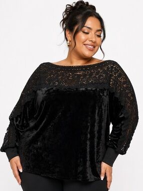 Black Lace-Detail Blouse - Women